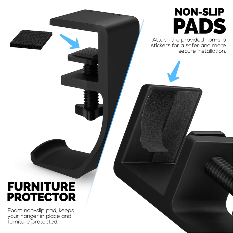 Brainwavz Claw – Support pour casque sous le bureau, à visser, facile à installer avec pince de montage réglable, convient à tous les casques