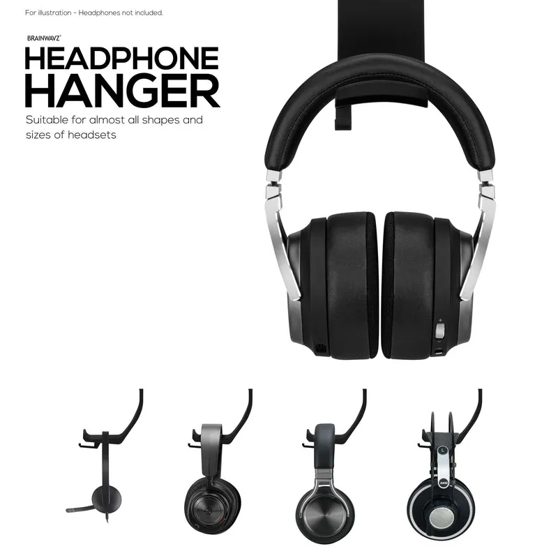 Brainwavz Claw – Support pour casque sous le bureau, à visser, facile à installer avec pince de montage réglable, convient à tous les casques