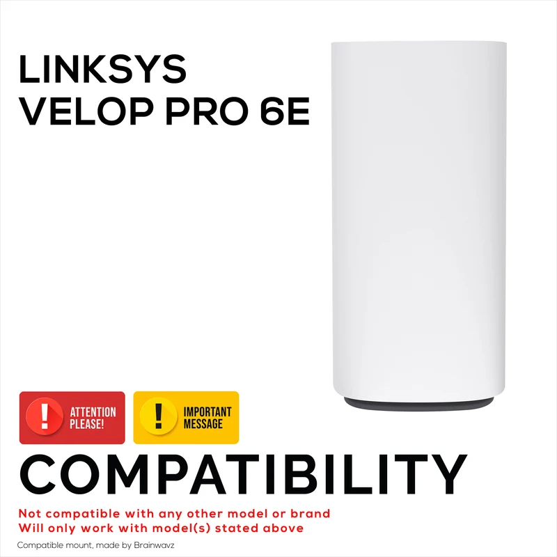 Support mural sans vis pour routeur maillé Wifi Linksys Velop Pro 6E (AXE5400), support facile à installer, option de montage adhésif et à vis