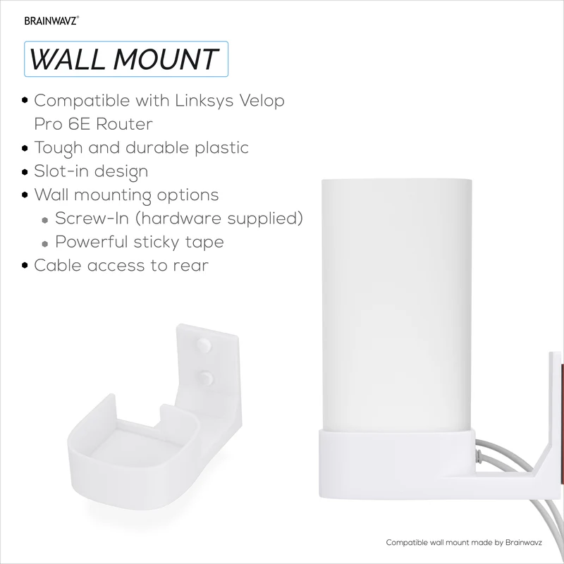 Support mural sans vis pour routeur maillé Wifi Linksys Velop Pro 6E (AXE5400), support facile à installer, option de montage adhésif et à vis
