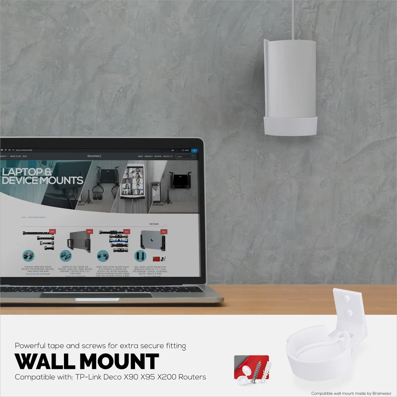 Support mural adhésif pour routeur maillé WiFi TP Link Deco X90, X95 et XE200, support facile à installer, adhésif puissant et à visser, augmente la portée