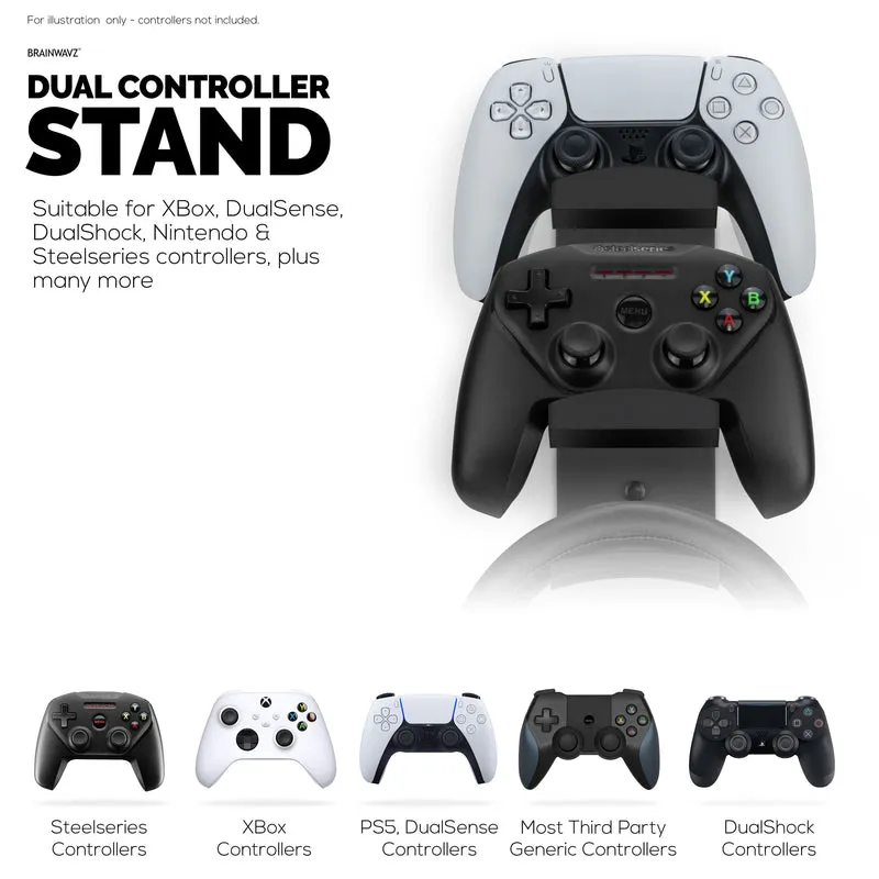 The Behemoth - Support mural pour manette de jeu et casque double - Conçu pour toutes les manettes de jeu et casques
