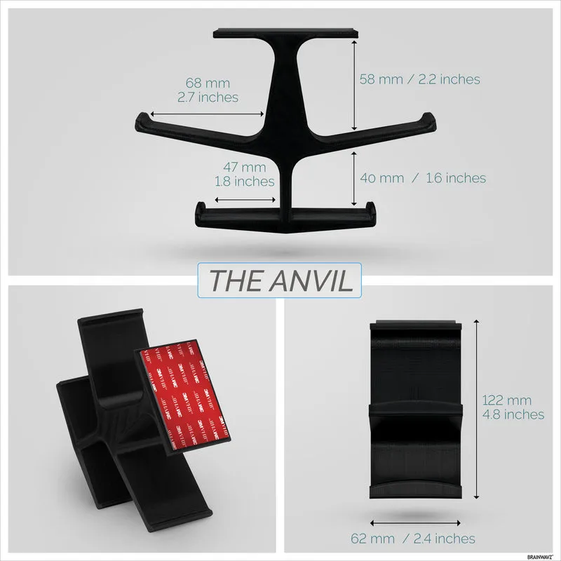 The Anvil - Double contrôleur sous le bureau et support pour casque double - Support adhésif, facile à installer, sans vis
