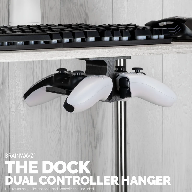 The Dock - Support de contrôleur de jeu double sous le bureau pour Xbox, PS5/PS4, support universel, sans gâchis et facile à installer