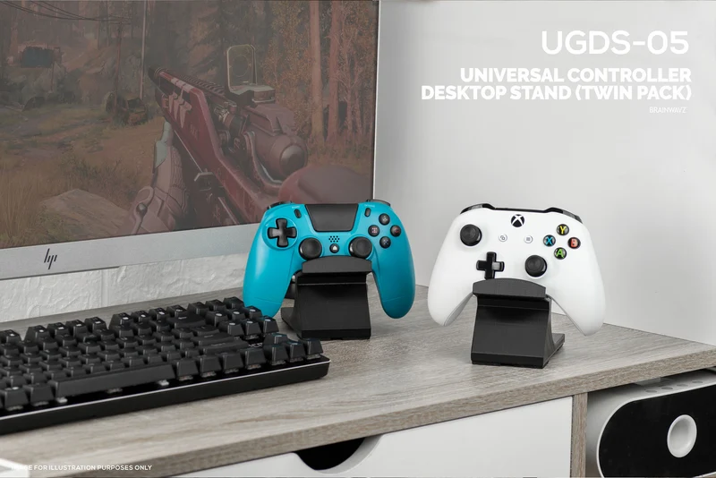 Support de bureau pour contrôleur de jeu (lot de 2) - Design universel pour Xbox ONE, PS5, PS4, PC, Steelseries, Steam et plus, réduit l'encombrement UGDS-05