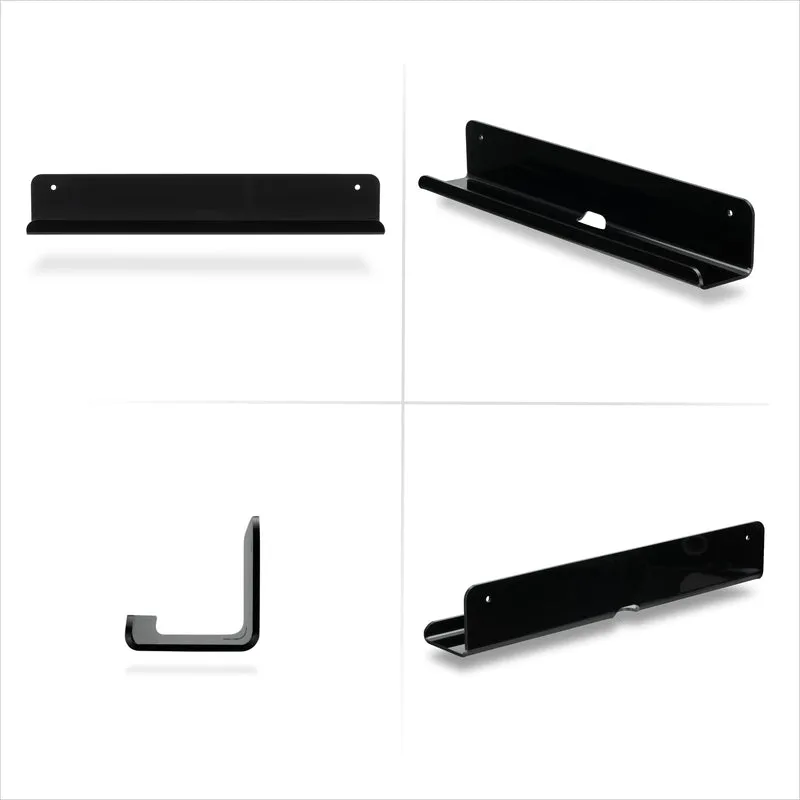 Lot de 2 supports d'étagère flottante mince de 12 cm, montage adhésif ou à vis, pour tablettes, disques vinyles, cadres photo, téléphones, étagères universelles.