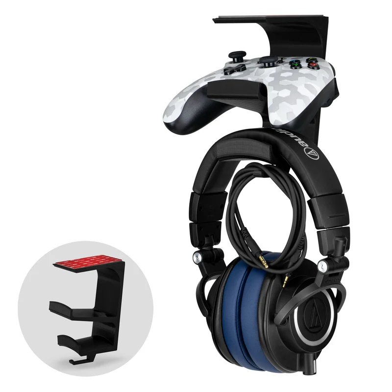 Le Vulcan - Contrôleur sous le bureau et support pour casque - Support adhésif, sans vis ni désordre