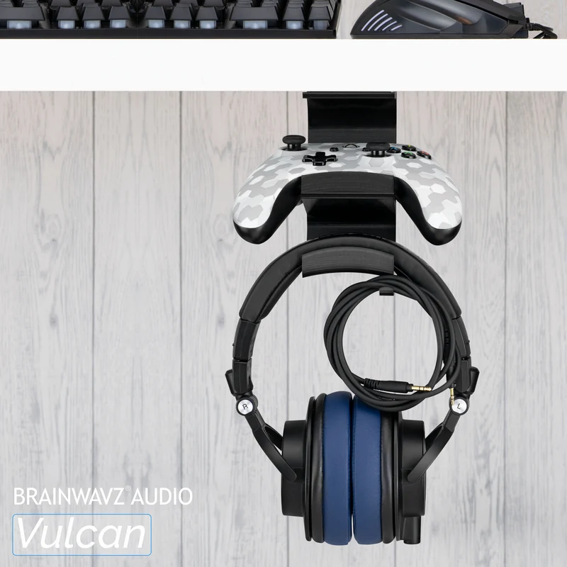 Le Vulcan - Contrôleur sous le bureau et support pour casque - Support adhésif, sans vis ni désordre