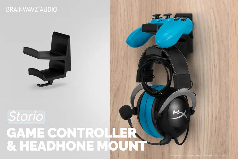 The Storio - Manette de jeu et support mural pour casque - Support adhésif universel, sans vis ni désordre