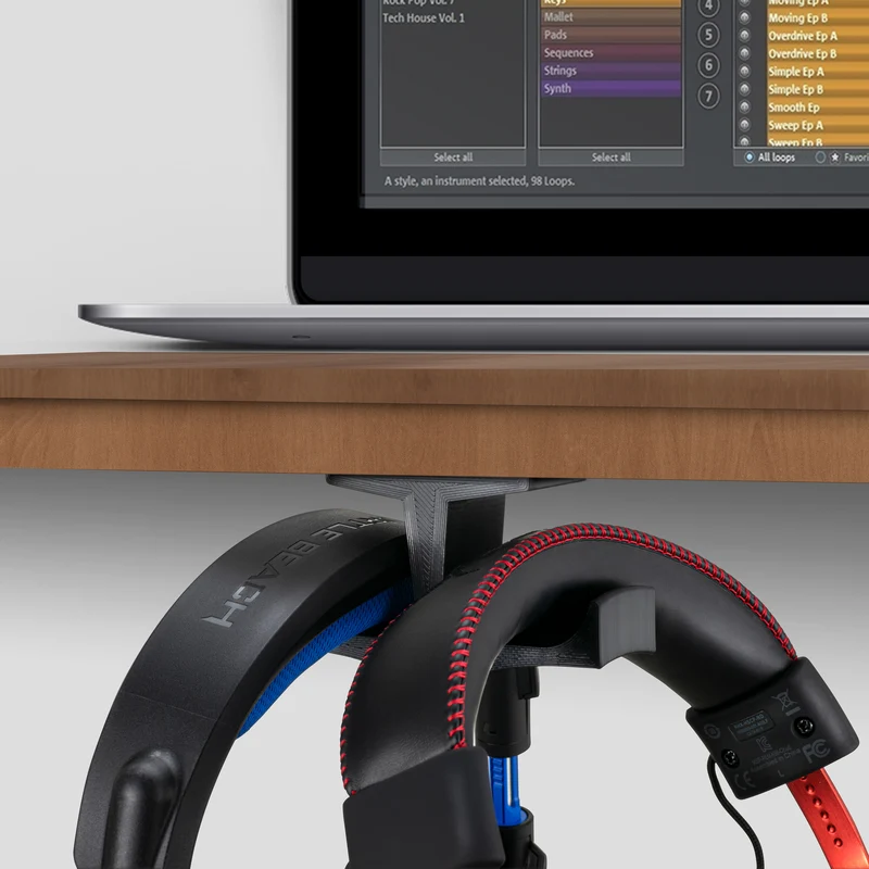 Support de suspension pour casque double sous le bureau BigT