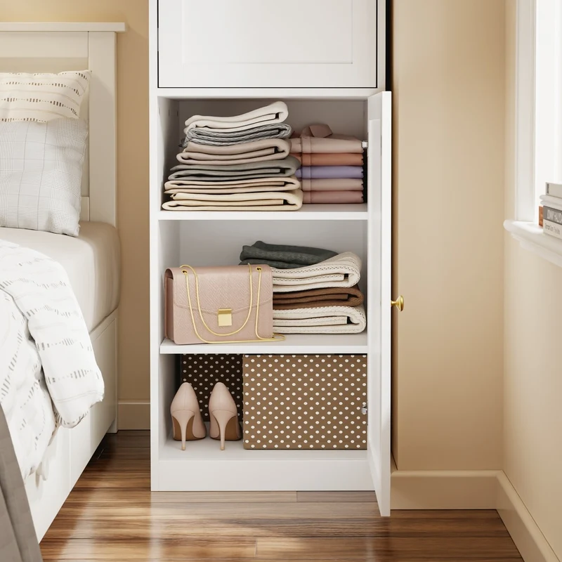 SoBuy KSB03-W Armoire Penderie 2 Portes pour Chambre – Penderie et 3 Étagères, Anti-Basculement – 45×55×187 cm, Blanc