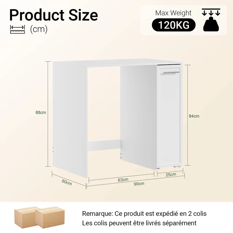 SoBuy BZR229-W Meuble Lave-Linge avec Porte et Tiroir Coulissant – Armoire de Buanderie Encastrable – 90×60×88 cm, Blanc