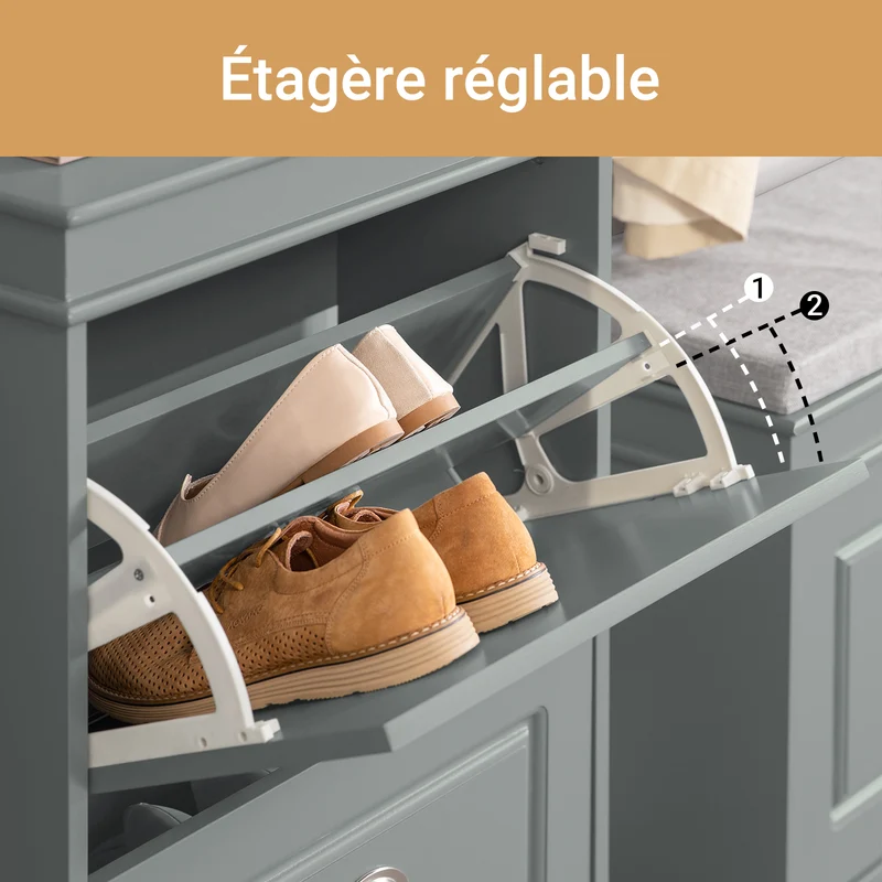 SoBuy FSR78-HG Armoire à Chaussures 2 Abattants Slim 24cm – 8 Paires, Dos Aéré, FSC®, Gris, 54x24x83 cm