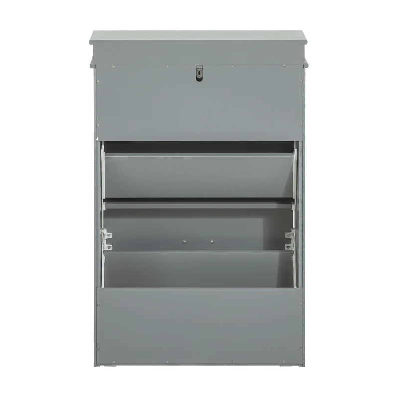 SoBuy FSR78-HG Armoire à Chaussures 2 Abattants Slim 24cm – 8 Paires, Dos Aéré, FSC®, Gris, 54x24x83 cm
