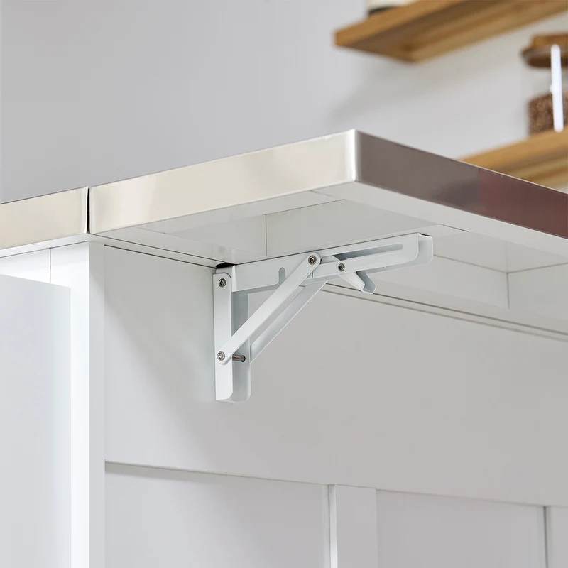 SoBuy FKW128-II-ST Chariot de Cuisine avec Tiroirs et Plan Rabattable – Îlot Pliable, Rangement – 107×71×91 cm, Blanc