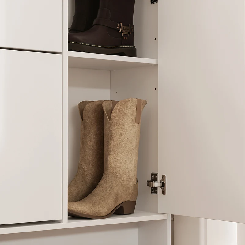 SoBuy FSR220-W Armoire à Chaussures Slim 24 cm – 4 Abattants, 12 Paires, Rangements Latéraux, Crochets, Style Nordique, Blanc