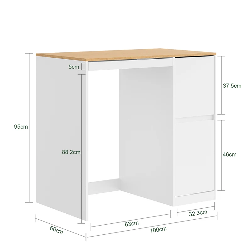 SoBuy BZR223-WN Meuble au-dessus du Lave-Linge 100×60×95 cm – Étendoir Coulissant, Panier à Linge, Sans Panneau Arrière, Blanc et Naturel