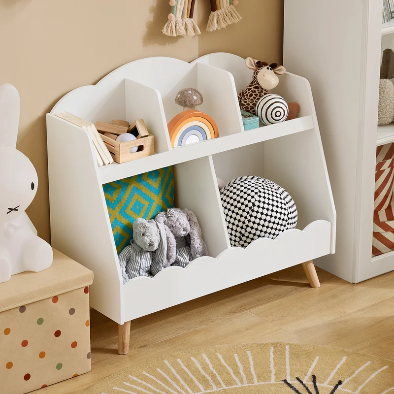 SoBuy KMB100-W Bibliothèque Enfant avec 5 Compartiments Ouverts, pour Chambre d’Enfant, Rangement Optimisé, Design Fonctionnel – L82×P35×H76 cm, Blanc