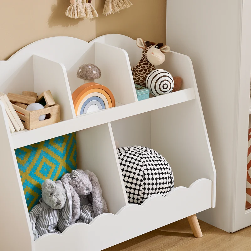 SoBuy KMB100-W Bibliothèque Enfant avec 5 Compartiments Ouverts, pour Chambre d’Enfant, Rangement Optimisé, Design Fonctionnel – L82×P35×H76 cm, Blanc