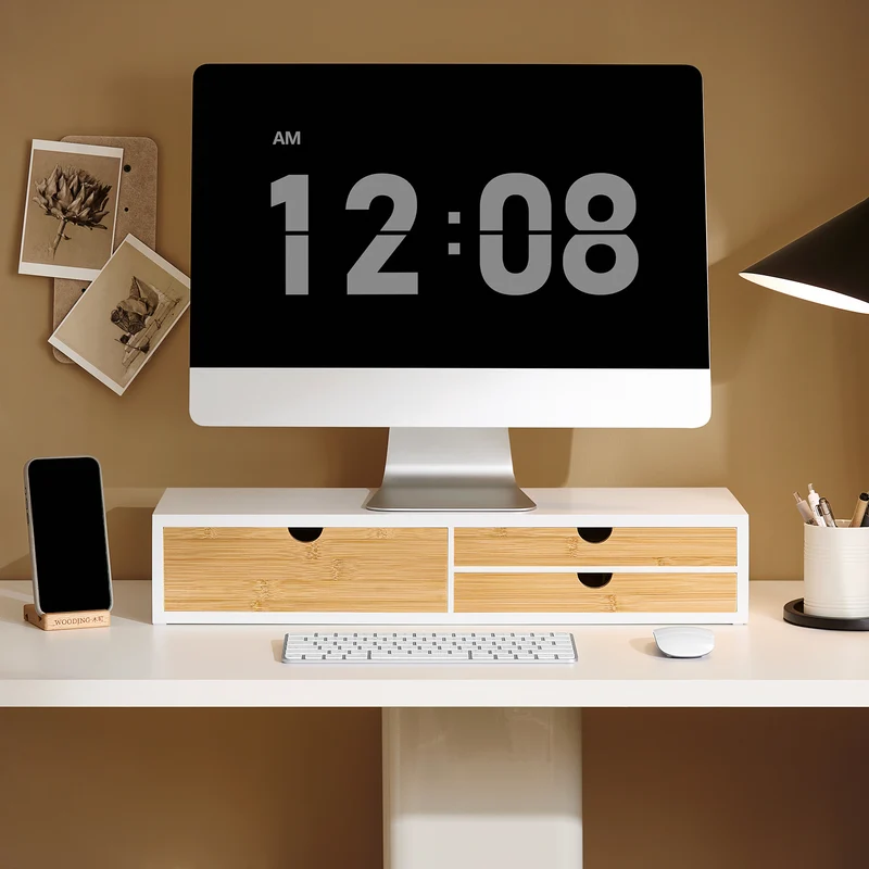 SoBuy BBF11-WN Réhausseur d'écran Support de moniteur écran ergonomique Support