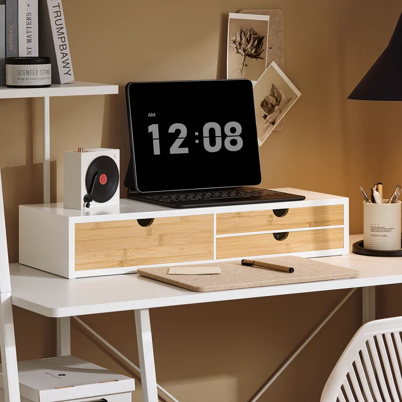 SoBuy BBF11-WN Réhausseur d'écran Support de moniteur écran ergonomique Support