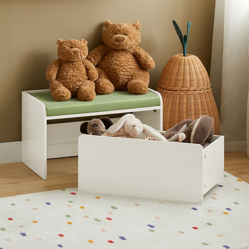 SoBuy KMB80-W Banc Coffre de Rangement 2 en 1, avec 1 Tiroir à roulettes et Assise Coussin Rembourré