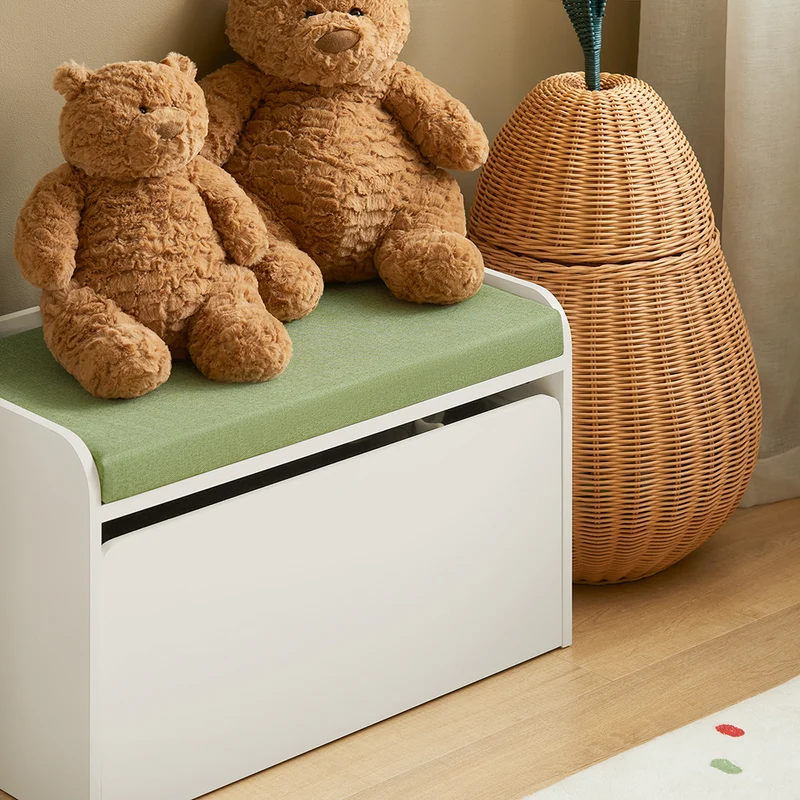 SoBuy KMB80-W Banc Coffre de Rangement 2 en 1, avec 1 Tiroir à roulettes et Assise Coussin Rembourré