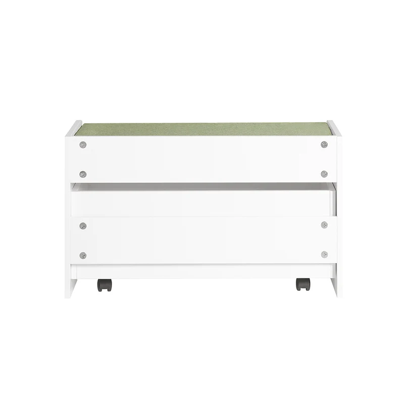 SoBuy KMB80-W Banc Coffre de Rangement 2 en 1, avec 1 Tiroir à roulettes et Assise Coussin Rembourré