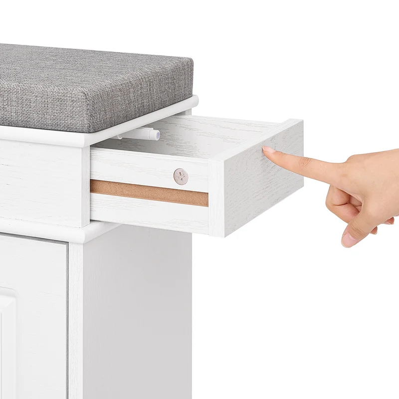 SoBuy FSR82-L-WG Banc à Chaussures Coffre Gain de Place – Coussin et Tiroir Push-to-Open