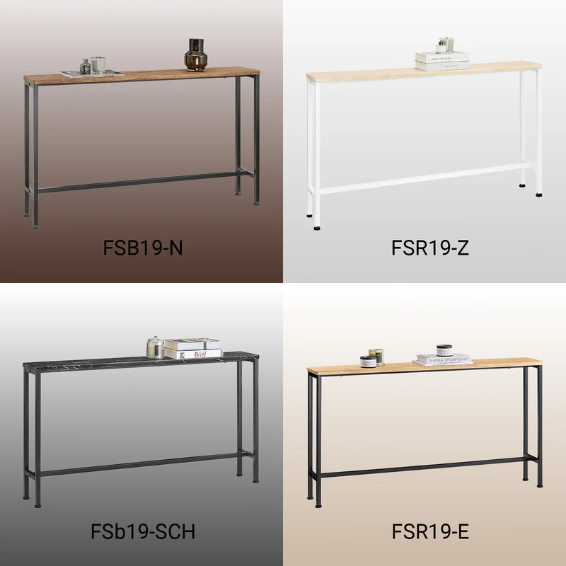 SoBuy FSB19-N Table Console Étroite, Table d'Appoint, Bout de Canapé, Table d’Entrée, Cadre et 4 Pieds en Fer, pour Salon, Entrée, Couloir, Intustriel, L120xP20xH65 cm