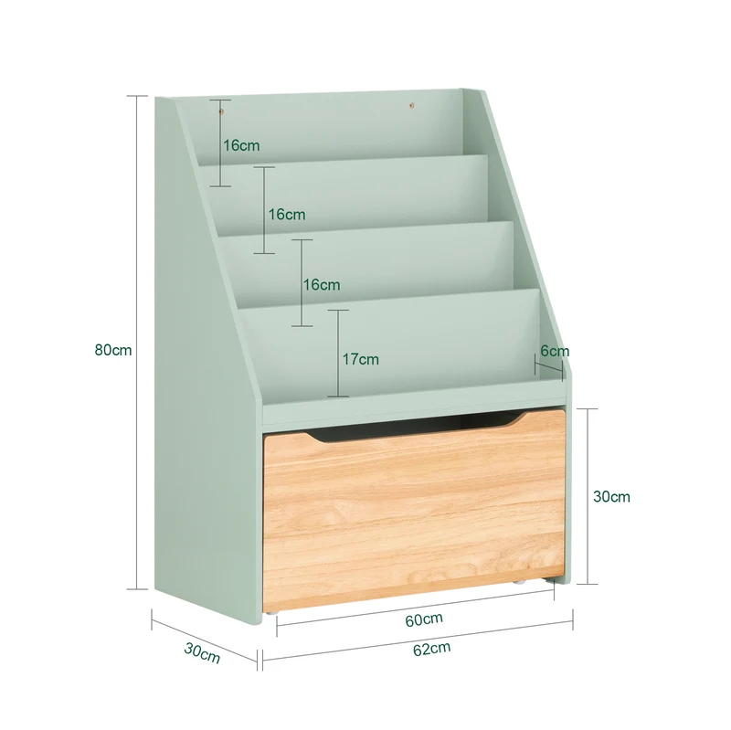 SoBuy KMB95-GR Bibliothèque Enfant Montessori avec Rangement Jouets et Roulettes