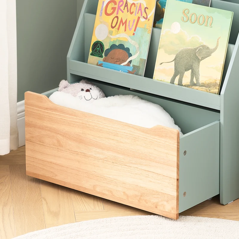 SoBuy KMB95-GR Bibliothèque Enfant Montessori avec Rangement Jouets et Roulettes