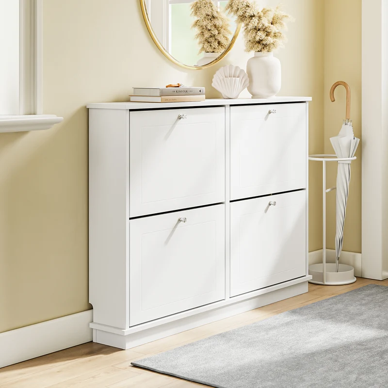 SoBuy FSR216-W Meuble à Chaussures Gain de Place Ultra-Slim 18cm – Entrée Étroite – 105x18x78 cm Blanc