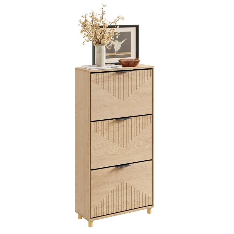 SoBuy FSR213-N Meuble à Chaussures – 24 cm de Profondeur, 120 cm de Hauteur, Naturel