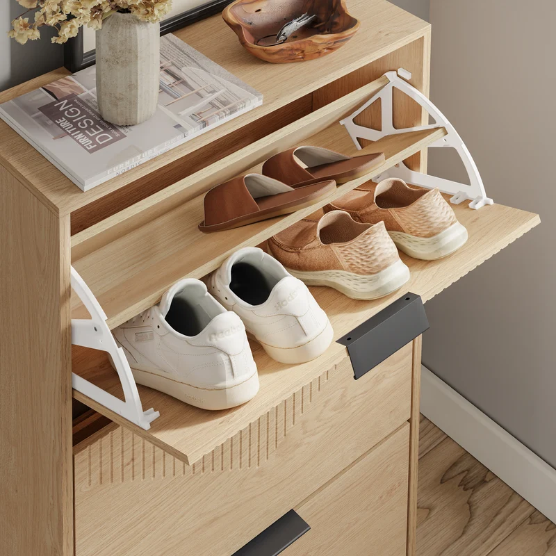 SoBuy FSR213-N Meuble à Chaussures – 24 cm de Profondeur, 120 cm de Hauteur, Naturel