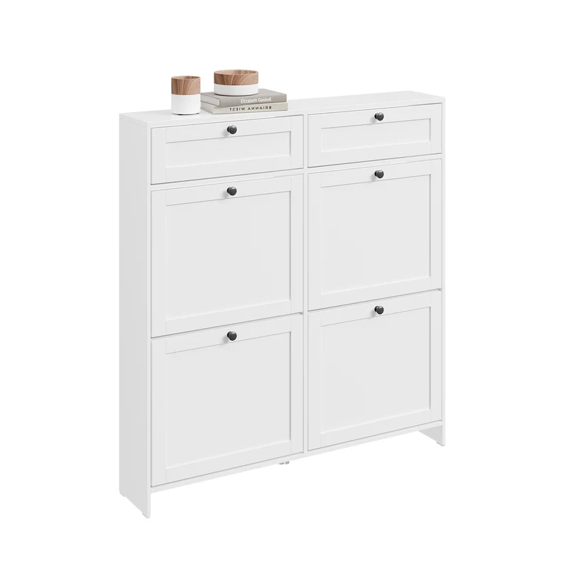SoBuy FSR208-W Meuble à Chaussures Gain de Place Ultra-Slim 19cm – Entrée Étroite – 100x19x107 cm Blanc