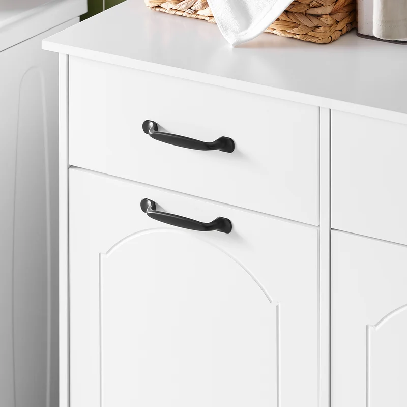 SoBuy BZR208-W Meuble Salle de Bain avec Panier à Linge, 2 Paniers et Tiroirs, pour Salle de Bain et WC, Rangement Optimisé – L79,5×P38×H90 cm, Bois, Blanc
