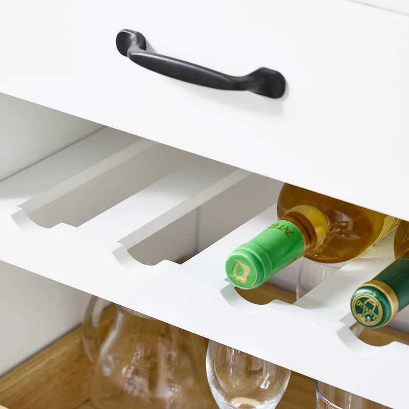 SoBuy FKW131-WN Desserte Cuisine avec Roues, pour Cuisine et Salle à Manger, Rangement Optimisé, Design Fonctionnel – L92×P42×H87 cm, Bois d’Hévéa, Blanc