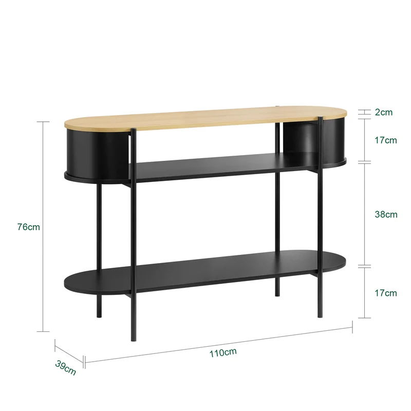 SoBuy FSB102-SCH Console d’Entrée Rangement Fonctionnel et Compact, Design Moderne, Usage Polyvalent, pour Salon et Chambre – L110×P39×H76 cm, Bois, Noir