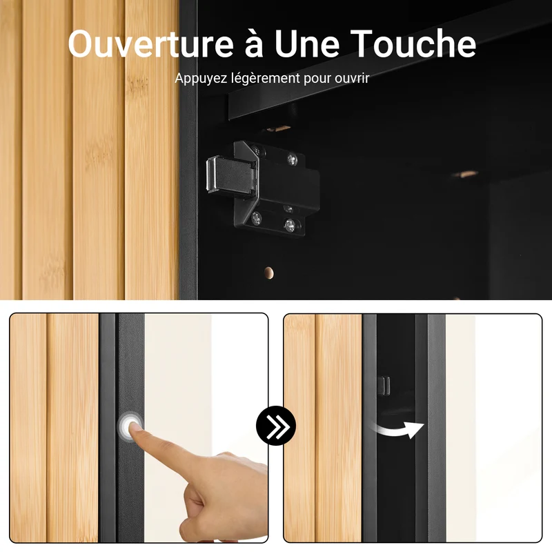 SoBuy BZR204-SCH Armoire Murale Salle de Bain avec Miroir, pour Salle de Bain et WC, Rangement Optimisé, Design Fonctionnel – L50×P20×H45 cm, MDF, Noir