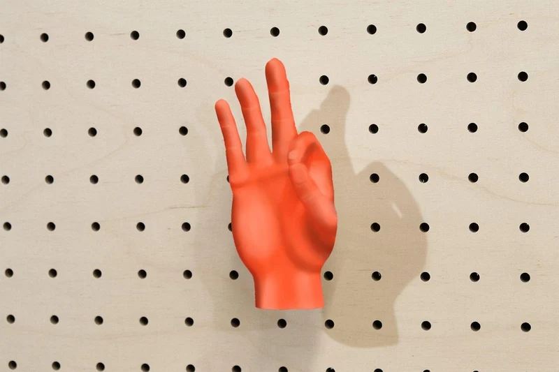 Patère main déco en impression 3D – crochet mural design pour pegboard