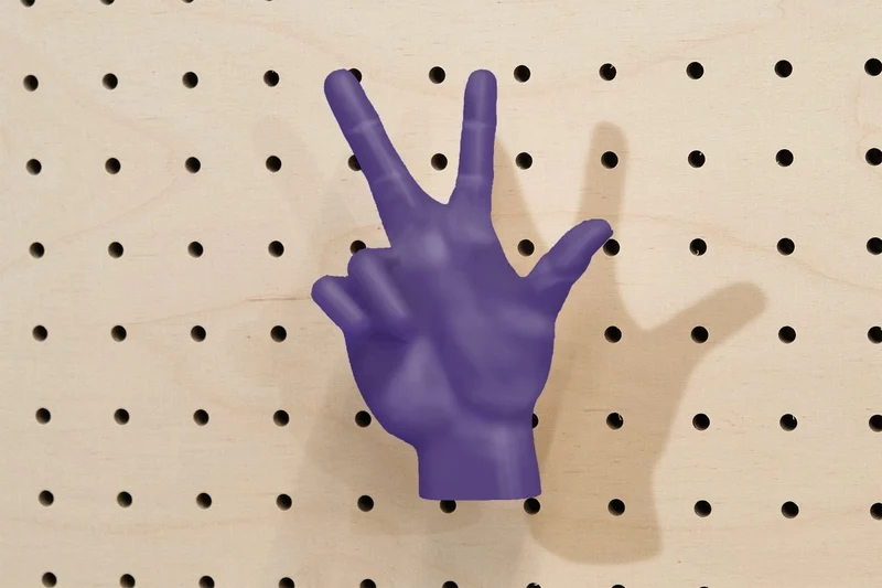 Patère main déco en impression 3D – crochet mural design pour pegboard
