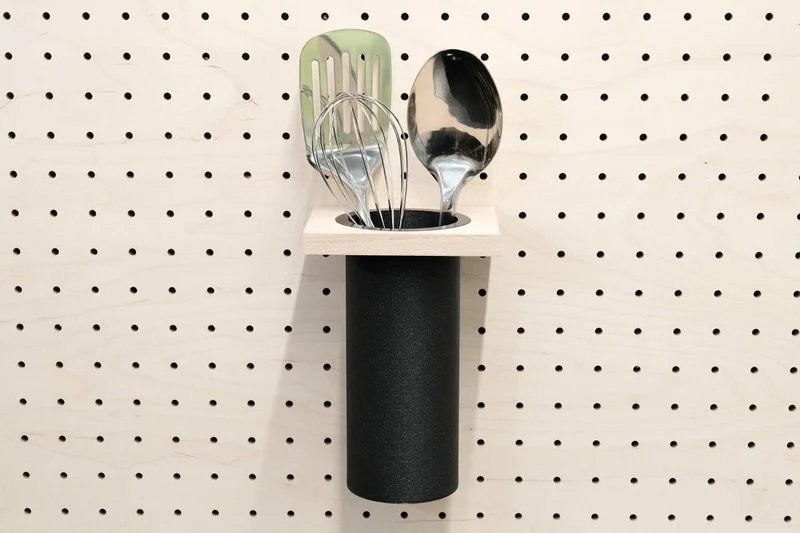Pot à ustensiles pour pegboard – rangement de cuisine mural panneau perforé