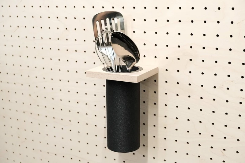 Pot à ustensiles pour pegboard – rangement de cuisine mural panneau perforé