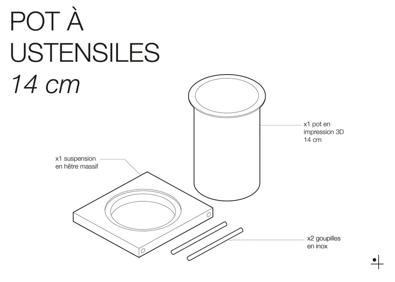 Pot à ustensiles pour pegboard – rangement de cuisine mural panneau perforé