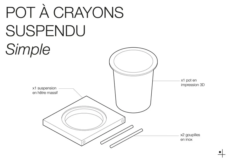 Pot à crayons suspendu pour pegboard – organiseur mural panneau perforé