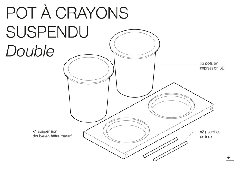 Pot à crayons suspendu pour pegboard – organiseur mural panneau perforé
