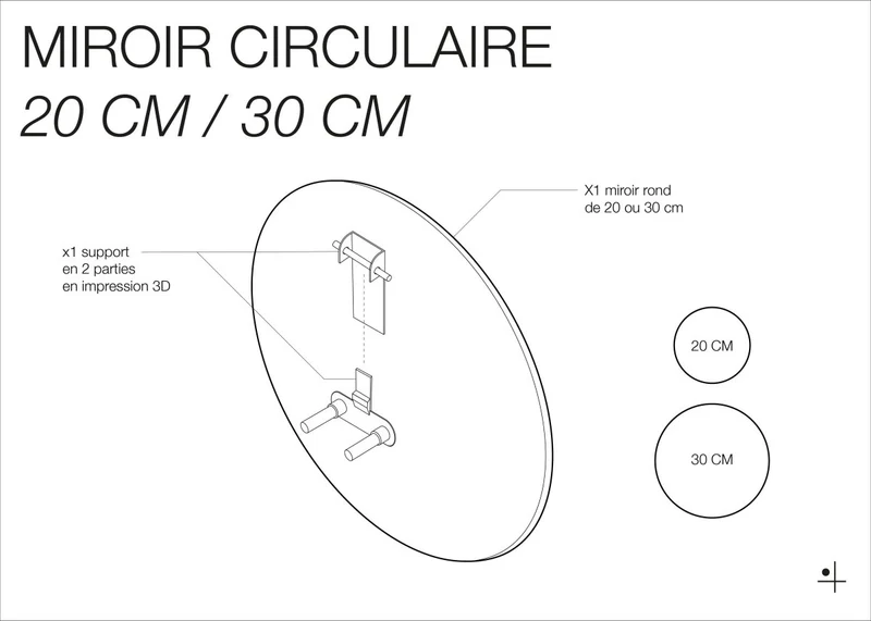 Miroir rond mural pour pegboard – miroir circulaire panneau perforé