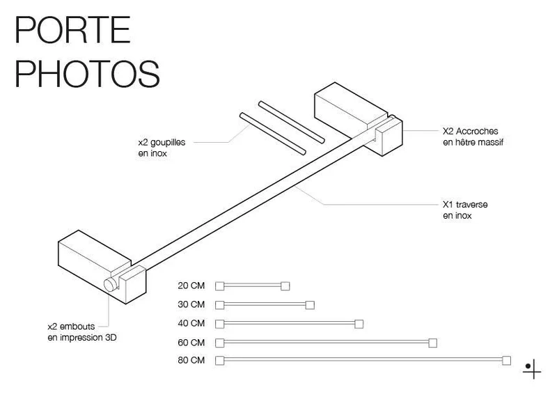 Porte-photos mural en bois – porte-affiches et cartes à barre métallique