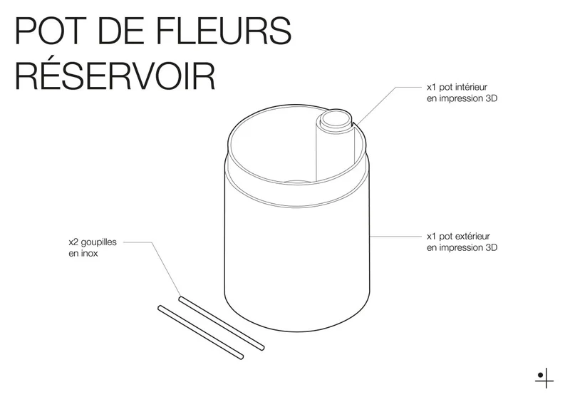 Pot de fleurs à réservoir d'eau pour pegboard – jardinière murale 3D